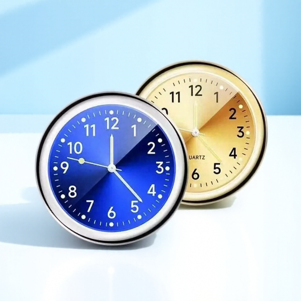 Horloge ronde universelle pour voiture, bâton sur tableau de bord LED, décoration pour SUV et accessoires d'intérieur de véhicule