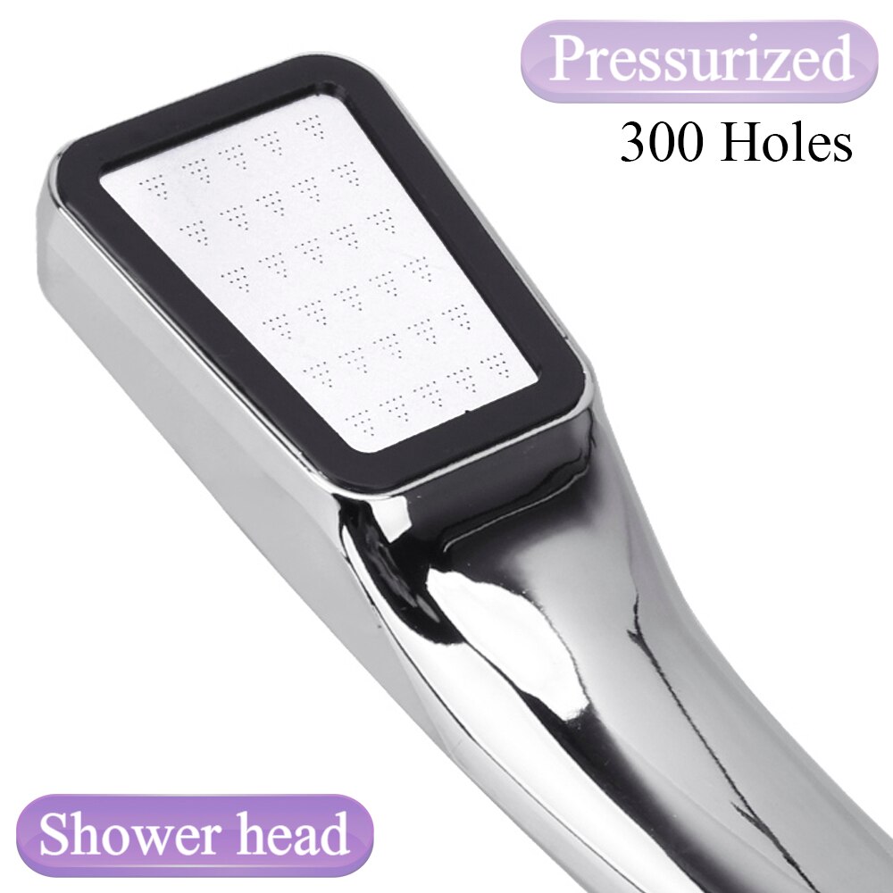 300 Holes Handheld Pressurized Shower Head Bath High Pressure Nozzle Rainfall Shower Head Bathroom Booster Water Saving Spray: Default Title