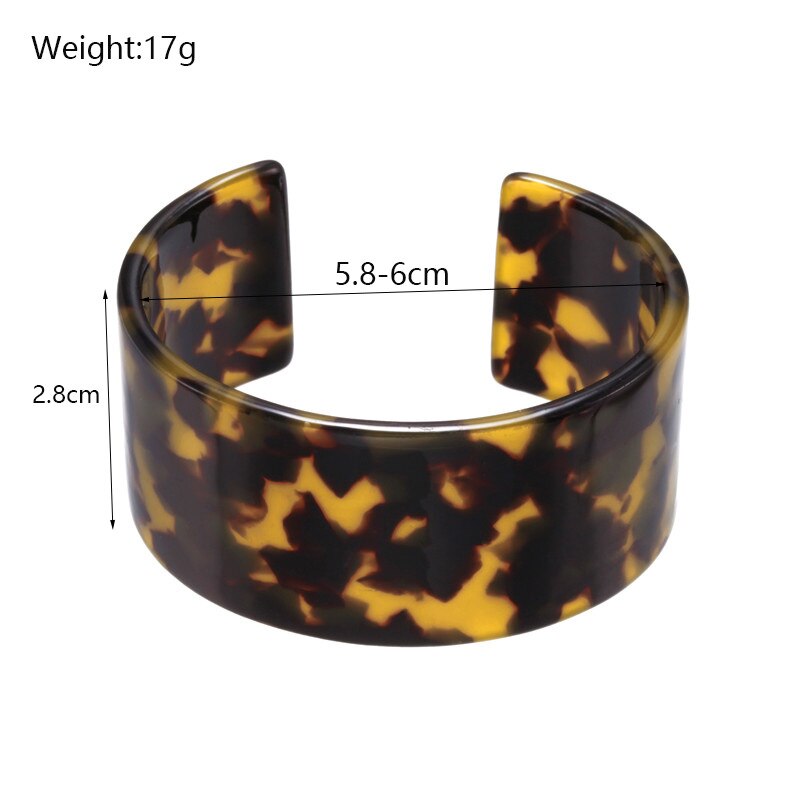 Schildpad acryl ronde opening c-vormige armband overdreven retro persoonlijkheid accessoire armband vrouwen