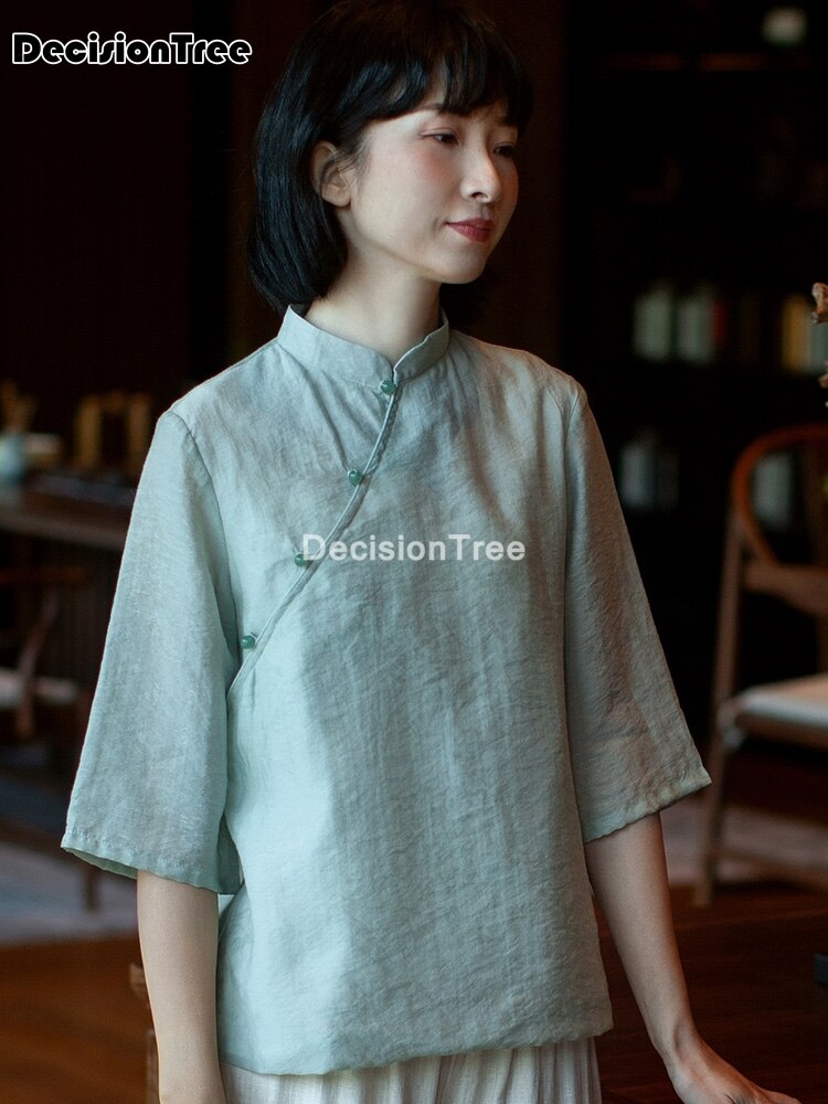blusa de estilo chino suave qipao tops camisa china mujer hanfu camisa blusa cheongsam gasa blusa oriental qipao