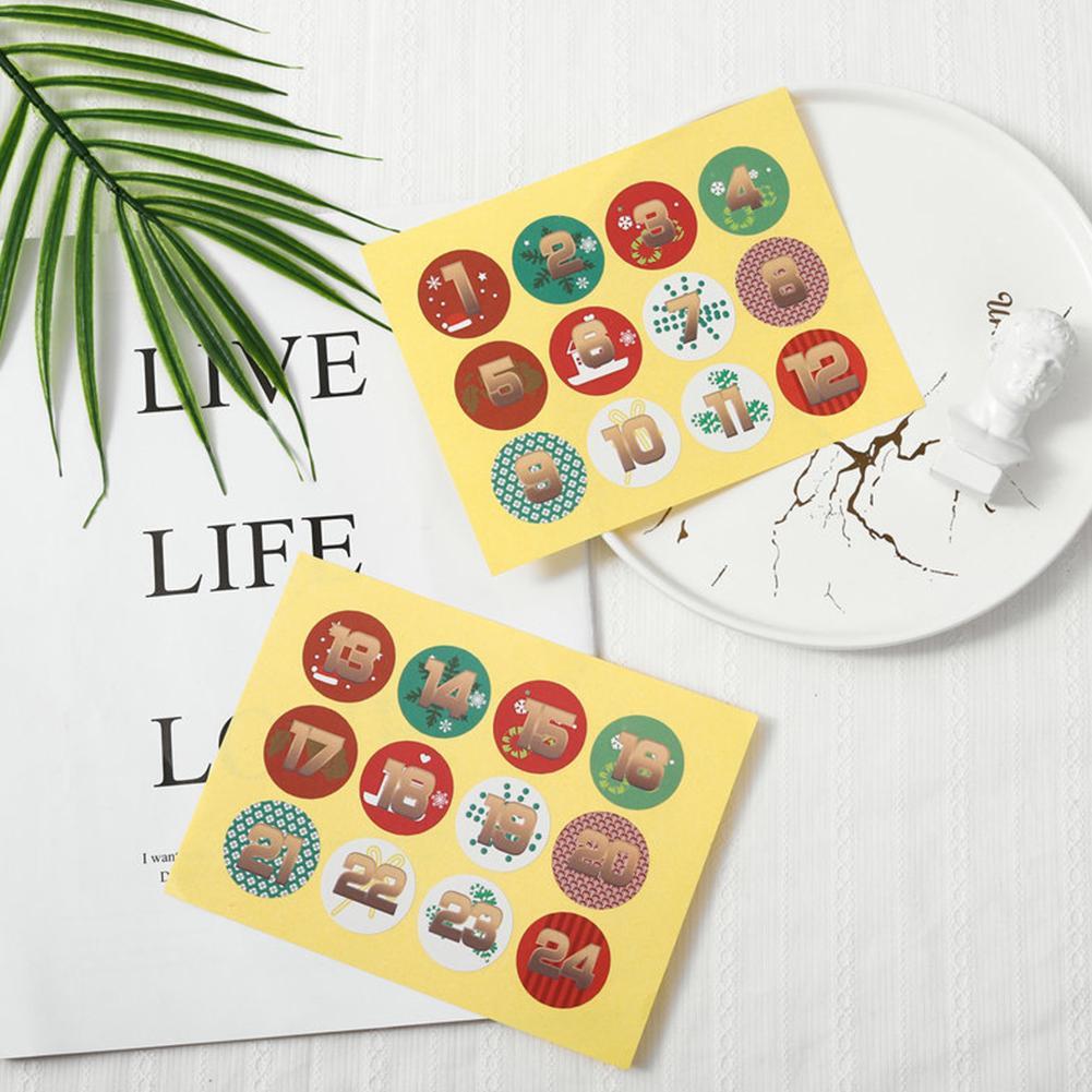 Christmas Number Stickers Diy Scrapbooking Round Christmas Sticker Labels Decor Xmas Y9P4
