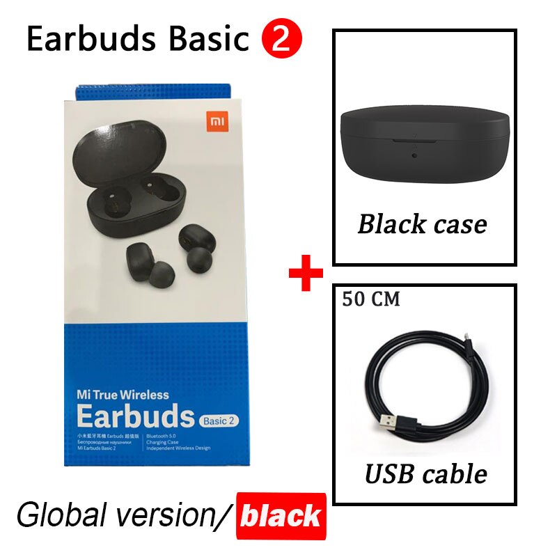 Xiaomi Redmi AirDots 2 TWS Wireless Stereo Bluetooth 5,0 Kopfhörer Noise Reduction Freisprecheinrichtung AI Voice Control Airdots Generation: basic 2 n black ca