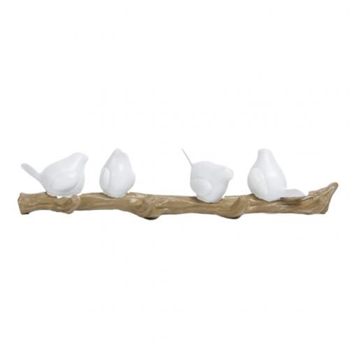 Wall Decorative Hooks Resin 2/3/4 Birds Door Hangers Wall Decorations Hooks Hat Scarf Key Hanger Hooks Wall Hanging Hooks: White 4 Birds