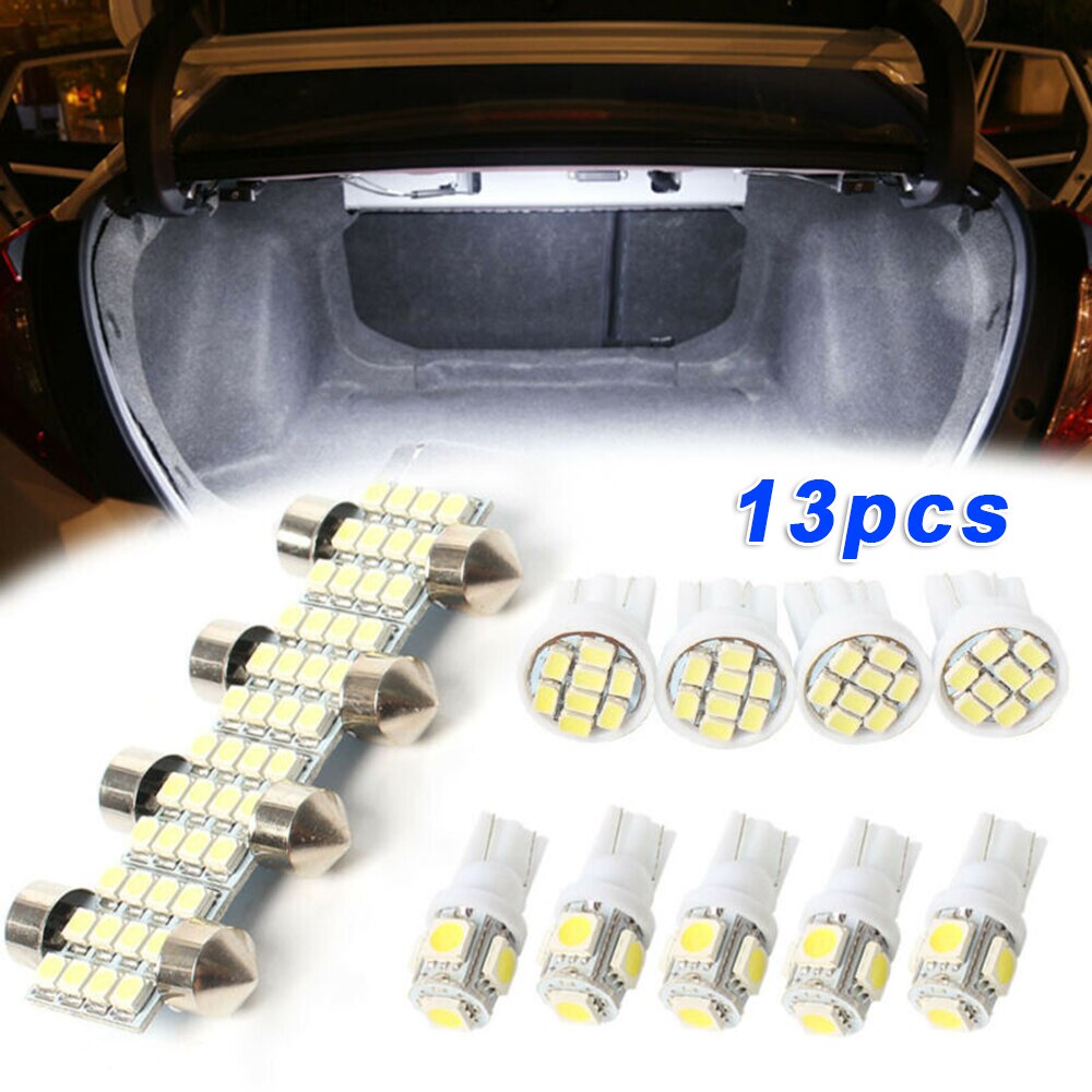 12SMD LED LED Lights 5-T10 5SMD LED Parts 13pcs Set Vehicle White Ceiling