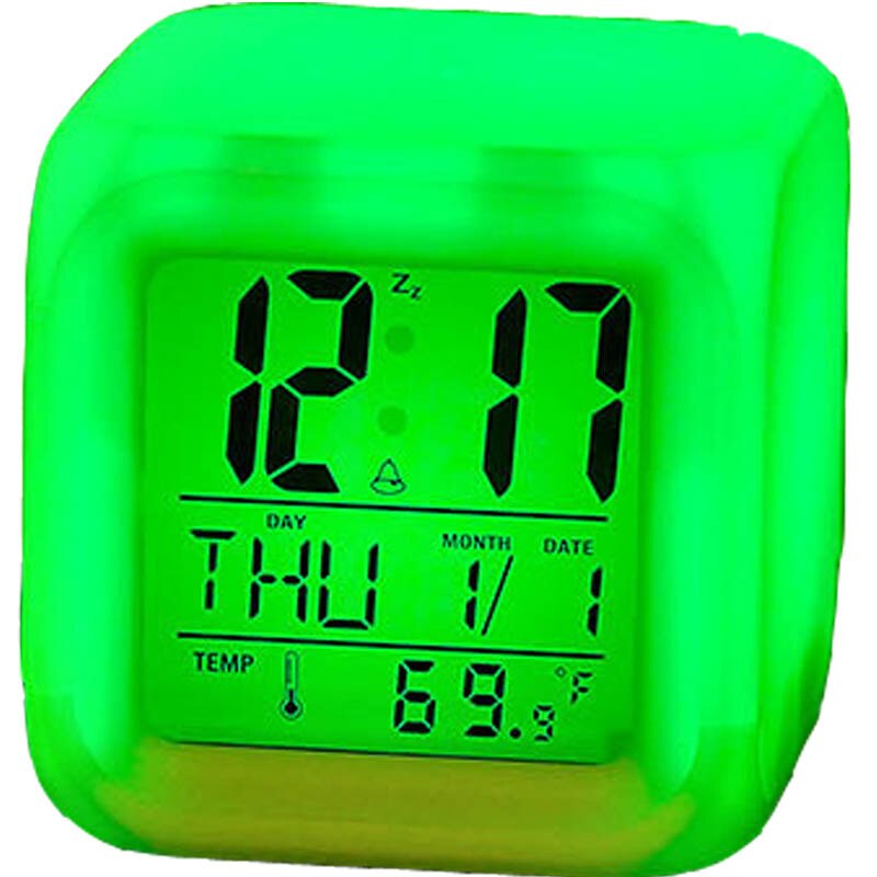 Led alarm colock 7 farver skiftende digital skrivebordsgadget digital alarm termometer natglødende terning led ur hjem