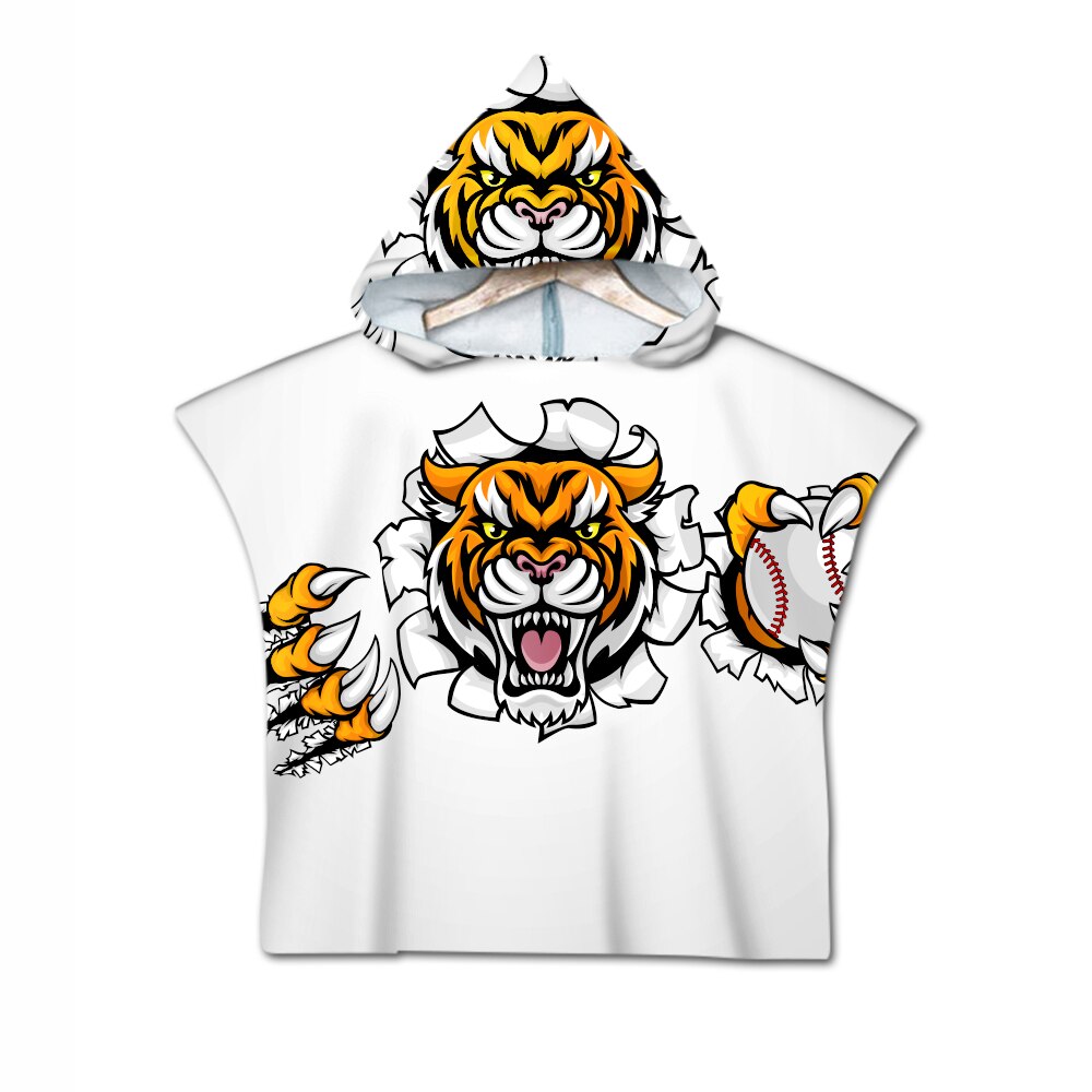 Nieuwigheid sport honkbal print baby kinderen kinderen capuchon handdoek zwembad bad strand poncho handdoek cape