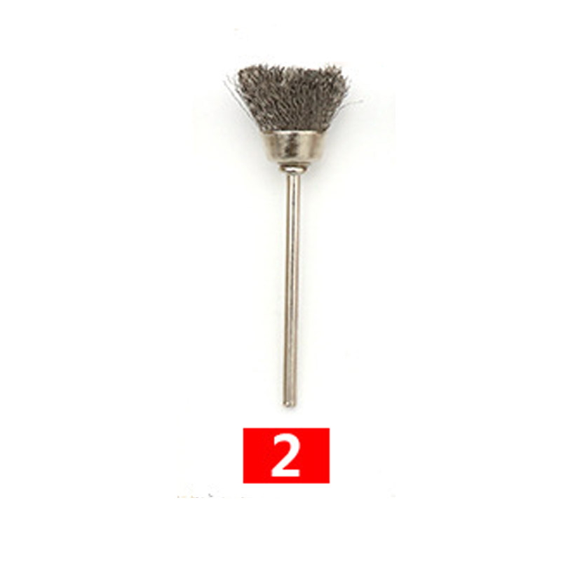 2,35mm, , 1 Uds., Mini cepillo de alambre, taza de rueda, juego de cepillos de alambre de acero y latón, vástago para herramientas rotativas eléctricas Dremel, amortiguador de pulido