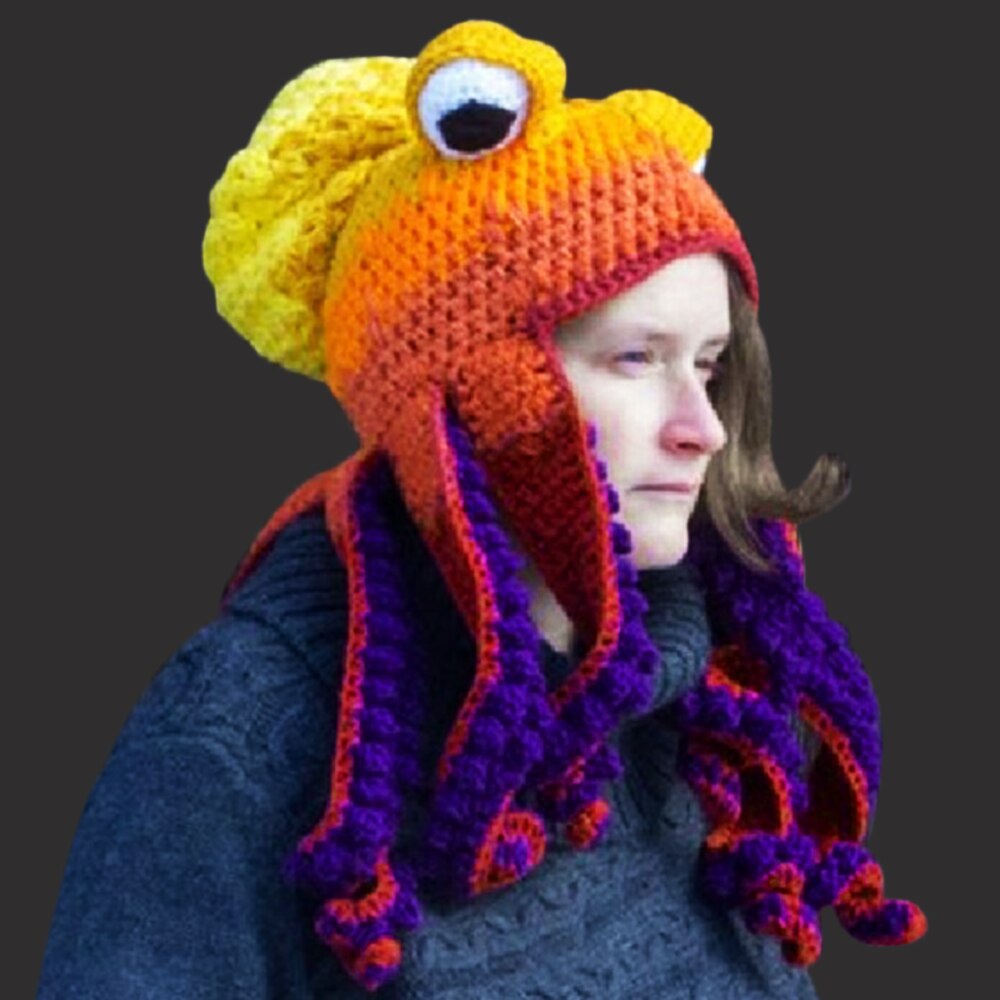 Knit Octopus Hats Beard Hand Weave Wool Christmas Grandado