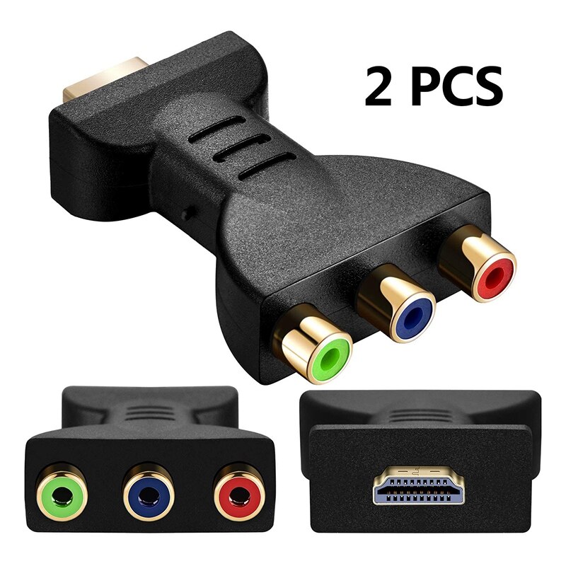 2 stk hdmi hann til rca adapter av video o omformer adapter  til 3 rca komponent omformer gullbelagt adapter