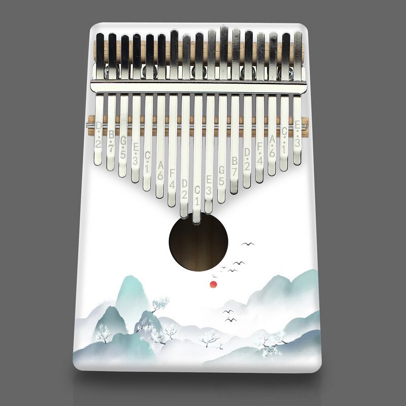 Piano Kalimba de 17 tonos para principiantes, instrumento Musical pintado en blanco, con sonido bonito y , Piano de caja de resonancia