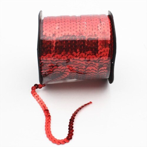 10 yard/lot 6mm diamètre plat rond PVC Paillettes ruban Paillettes couture sur garnitures pour artisanat, femmes vêtements accessoires: Red 10yards