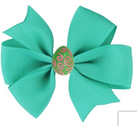 60pcs/ 3.5" Easter Day Eggs Hair Bows for Girls Solid Ribbon Easter Eggs Bowknot Hair Clip Kids Hairgrips Hair Accessories