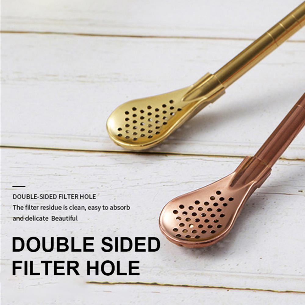 Straw Colander Stainless Steel 304 Removable Tea Colander Spoon Milk Tea Coffee Stirring Spoon Juice Residual Spoon Milk