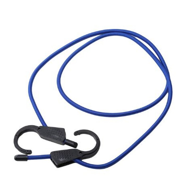 Universal Car Adjustable Elastic Bungee Shock Cord Strap Adjustable Bungee Cord with Extra Wide Opening Steel Hooks: Blue