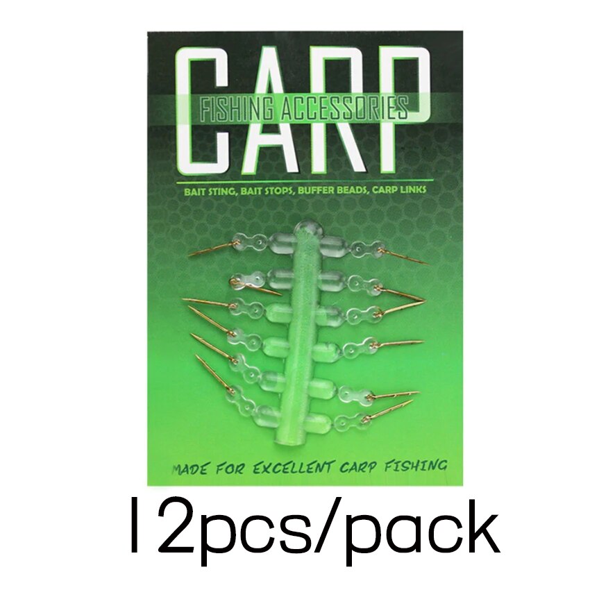 Cebo de Metal para pesca de carpa, Pin de espiga para aparejo de pelo con topes de goma transparente, alimentador de carpas para pesca, accesorio de aparejos