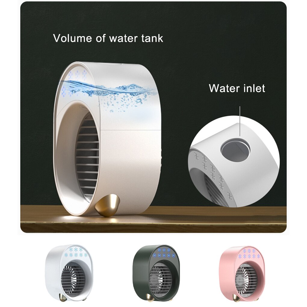 Fan 3W USB Water Cooling Fan with LED Light Summer Cooler Home Office Desktop Cooling Tool