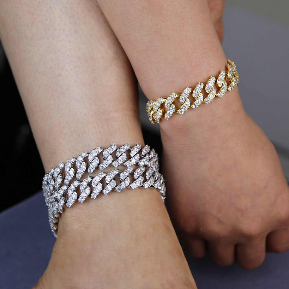 Hip Hop 1 Row cz baguette anklet Punk For Wonem anklet 14mm Iced Out Cubic Zircon Miami Curb Cuban Link Chain anklets Jewelry