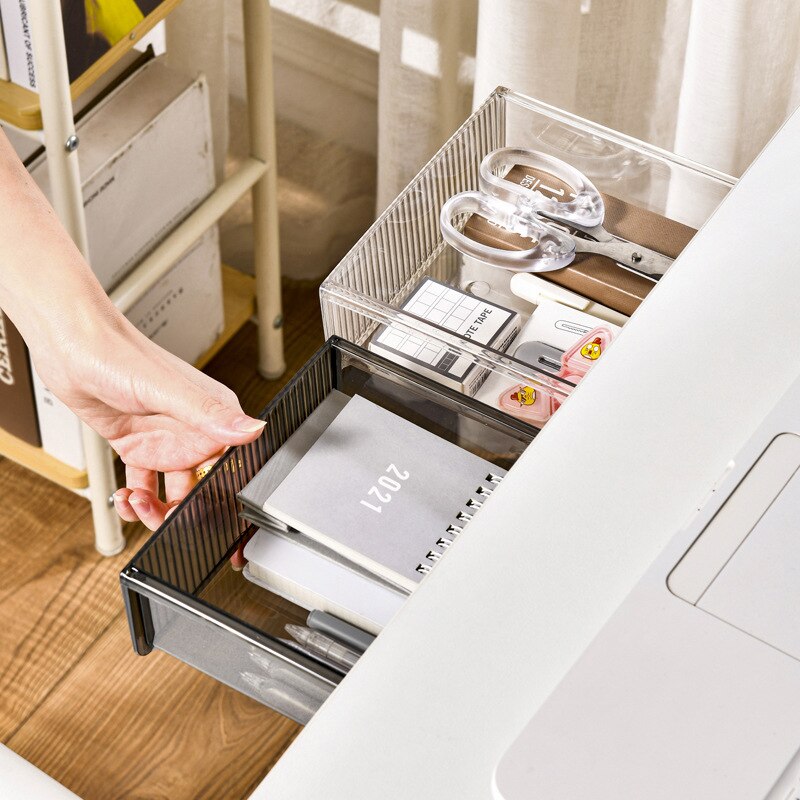 Organizador grande para debajo del escritorio, bandeja de lápices, caja de almacenamiento de mesa, organizador oculto autoadhesivo, organizador de papelería de oficina