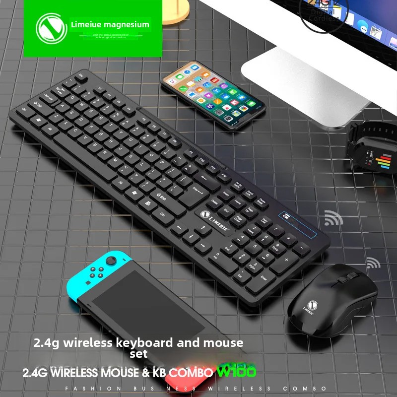 Magforce W100 Chocolate Kabelloses Tastatur-Maus-Set für Bürogebrauch, Desktop-Computer, kompatible einteilige Computer-Tastatur-Maus
