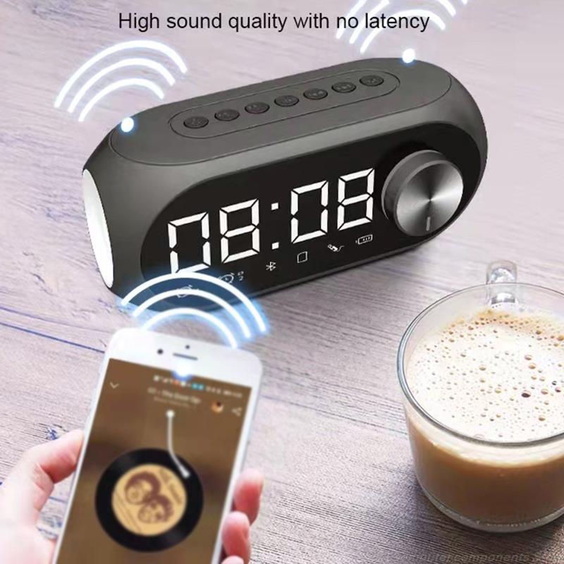 4 in 1 Wireless Alarm Clock Speaker LED Charging Speaker Bedside Bedroom Clock Dec 21