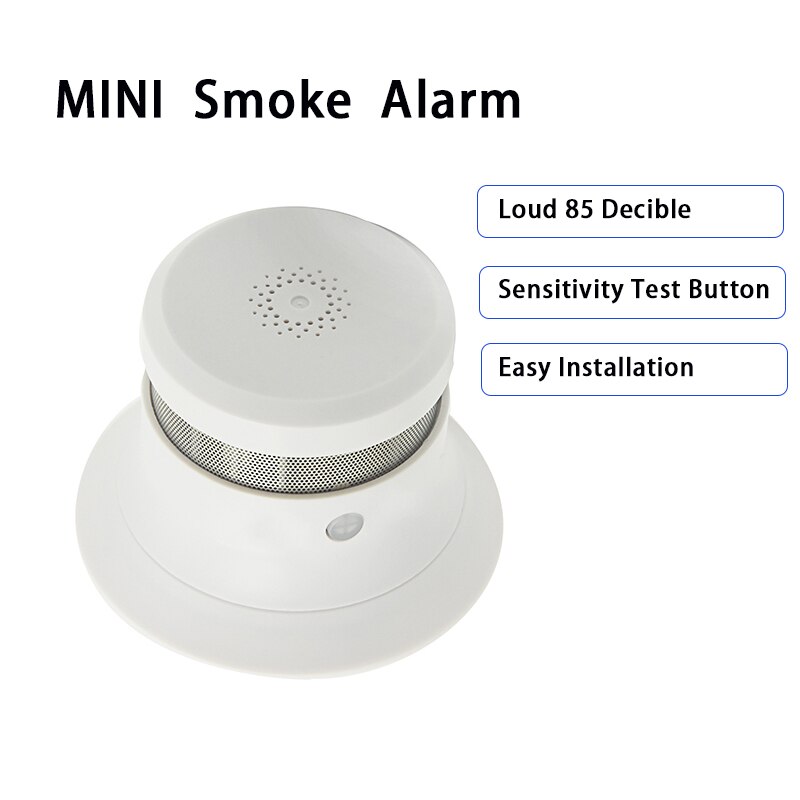 Wireless Photoelectric Smoke Sensor Smoking Detector Independent Smart Fire Alarm Built in Siren Sound MINI Size Easy to Use