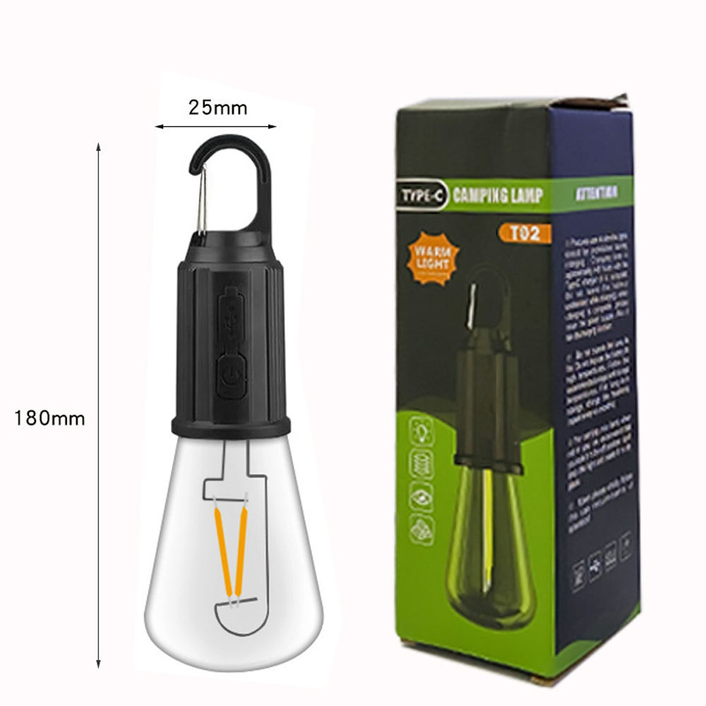 Tragbare hängende Vintage Vintage Laterne im Freien warmes Zelt Licht LED Laterne Glühbirne mit Haken LED Zelt Licht Typ-C USB wiederauf ladbare Lampe: 9w