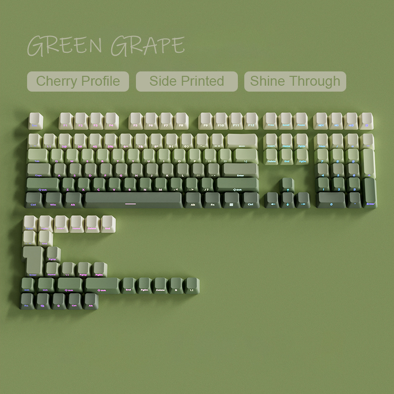 Gradient Gray Cherry Profile Side Printed PBT Keycaps Double Shot RGB Backlit Keycaps 135 Keys for Cherry MX Switches Keyboards: Cream Color