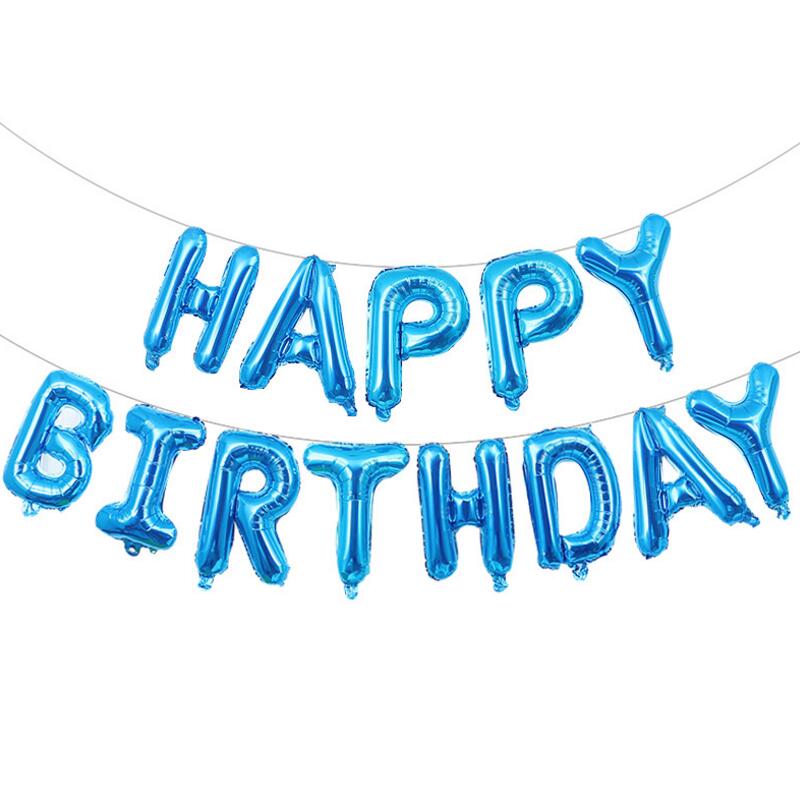2 sæt / pakke tillykke med fødselsdagen brev aluminium ballon sæt fest baggrund vægdekoration 16 tommer fødselsdag ballon