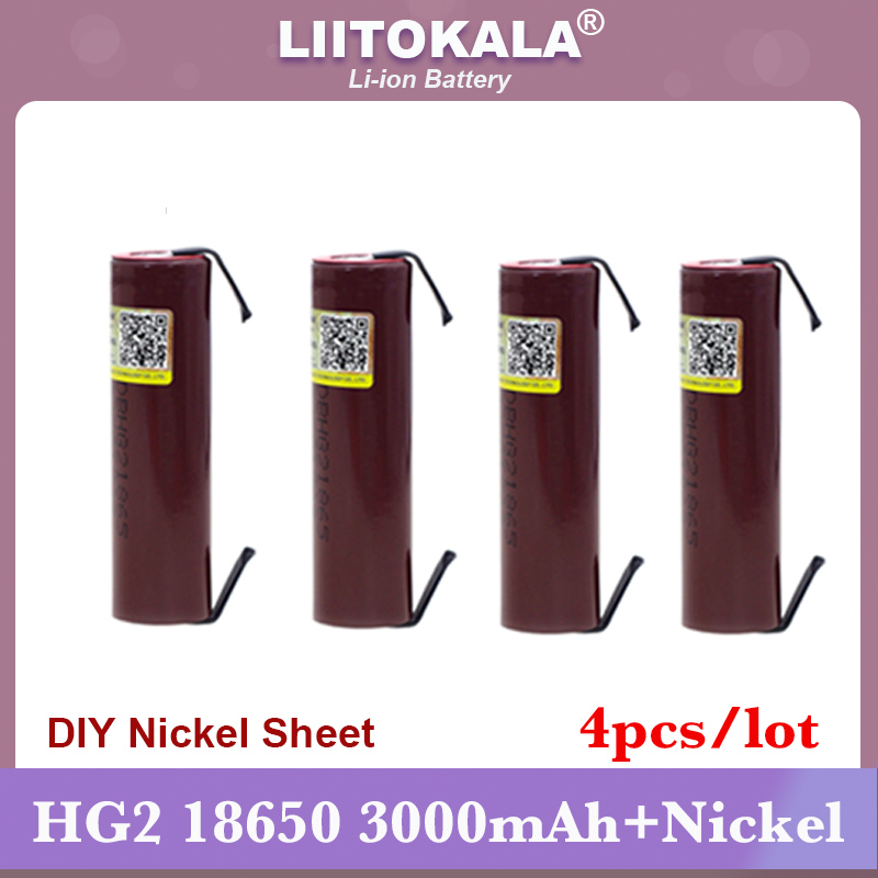 Liitokala-batería HG2 18650 de 3000mAh, pila 18650HG2, descarga de 3,6 V, 20A, para baterías de cabeza plana hg2 + níquel para manualidades, novedad: Azul