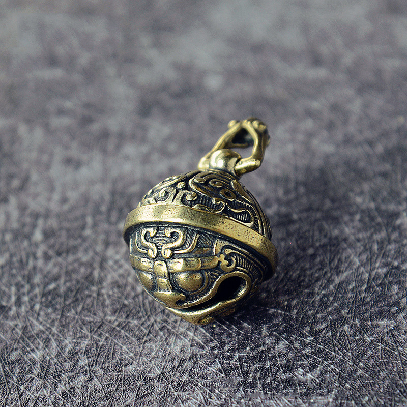 Clochette Vintage en laiton antirouille | Mini porte-clés Portable, porte-bonheur, bonne fortune, décoration de maison et de bureau, pendentif pour Animal de compagnie: E