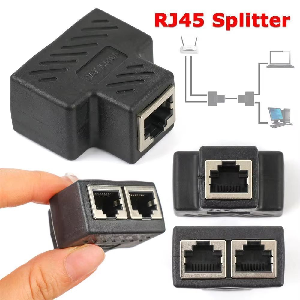 8P8C adapterconnector netwerk RJ45 verdeler Ethernet 1-op-2 expanderstekker (augustus met twee samen)