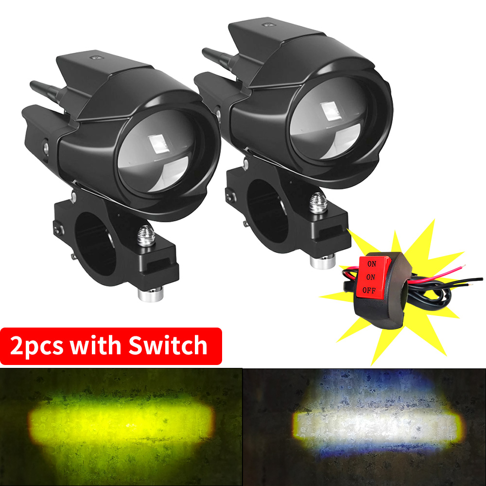 Moottoripyörän lisä-led-ajovalot, led-valot, 12-80v kaksiväristä valkoista/meripihkanväristä yleismallista lisäkaukovaloa, sumuvalot: Sininen