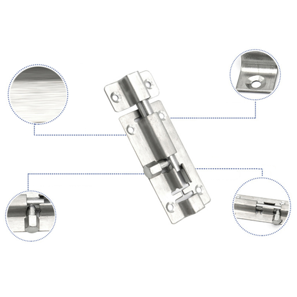 4Pcs Slide Door Latch Lock Stainless Steel Bolt Screws Energized For Drawer cupboard With Screws Door Security Home Improvement