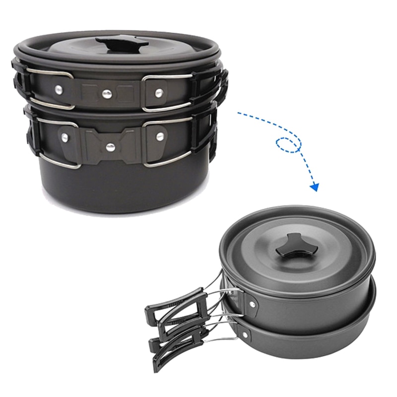 Utomhus servis camping koppar camping redskap bärbar camping köksredskap vandringsgryta picknick set turism utomhus tekanna pan set
