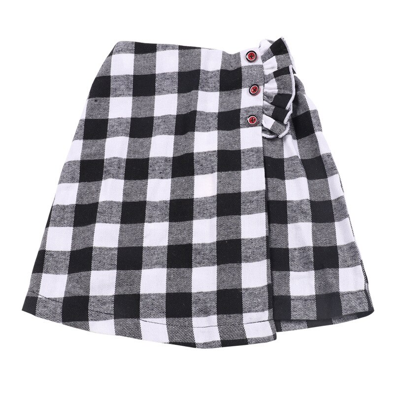 Girls Ruffle Plaid Skirts Autumn Spring Children Button Plaid Skirts Girls Woolen Short Skirts Teen Clothes Age 4 6 8 10 12 Yrs
