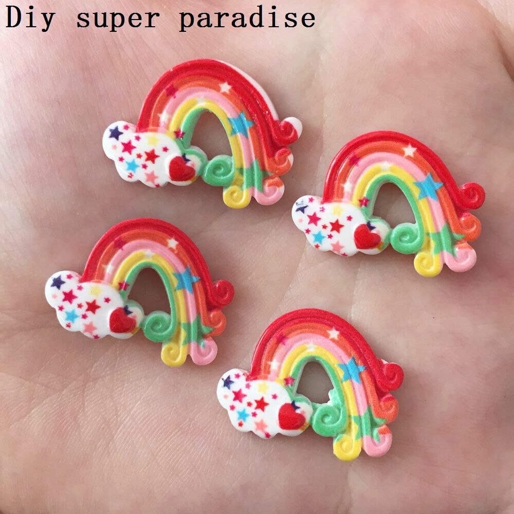 DIY 10 Pcs Resin variety Rainbow Flatback stone child Manual works DIY scrapbook R31