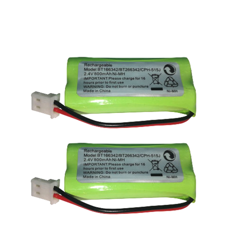 2 PCS 2.4V 800mAh NI-MH Battery Pack for Cordless Home Phone AT&T BT166342 BT266342 TL32100 TL90070