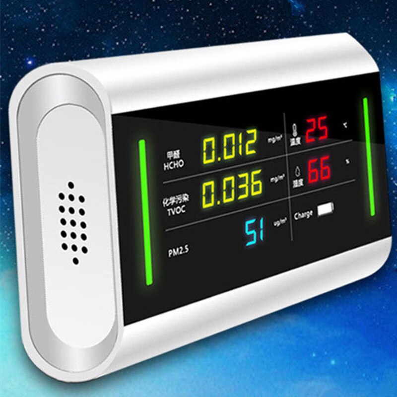 Medidor de temperatura y humedad PM2.5 TVOC HCHO, probador de formaldehído, Monitor de del aire interior, analizador, Detector de Gas, Sensor PM 2,5