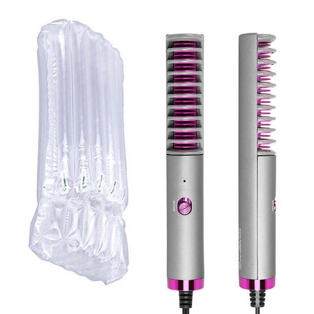 Fast Heating Hair Straightener Combs Men Beard Hair Straightener Brush Combs Styling Electric Hair Curler Irons: Without box / AU