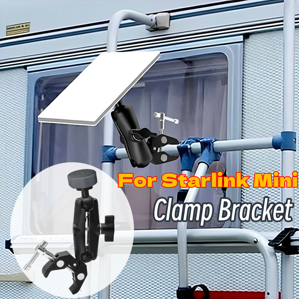 For Starlink Mini Mount Adjustable Clamp Bracket Kit Clamp Mount for RV/Yacht/Camper/Guardrails