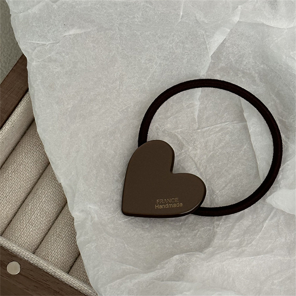 Cuerda para el cabello de acetato a la , lazos para el cabello en forma de corazón, coleteros para niña, tocado para moño, accesorios para el cabello Hokder con cola de caballo: Castaño