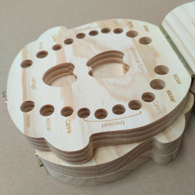 Baby Teeth Storage Box English Text Baby Boys Girls Wood Case Save Milk Teeth Collection Organizer Holder
