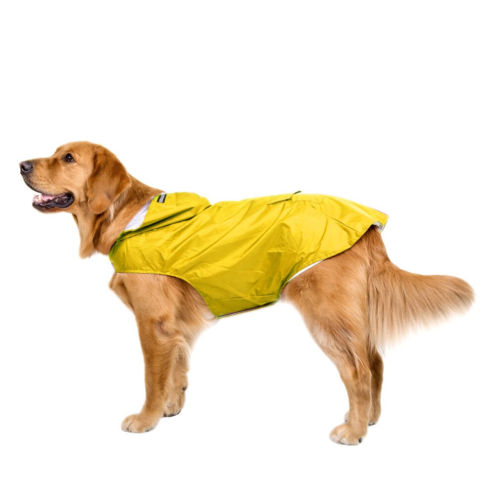 5xl/6xl utomhus sommarreflexregnrock för hund, regnkappa regnkläder med koppelhål för medelstora hundar tillbehör för husdjur: Gul / 6xl
