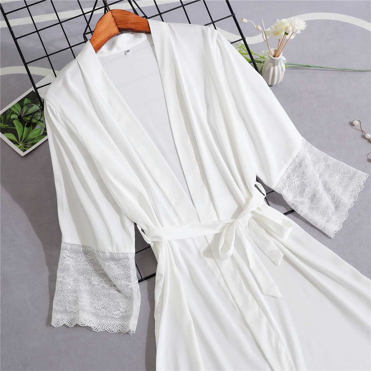 Bata suave para mujer, camisón negro, ropa de dormir, camisón de retazos de encaje, bata de dormir clásica Sexy Negligee, bata de casa