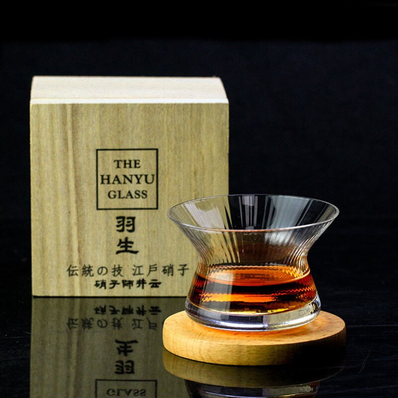 Whisky tumbler japan edo hanyu whisky glas kop roterbar stribe byg-bree vinglas brandy snifter træ æske