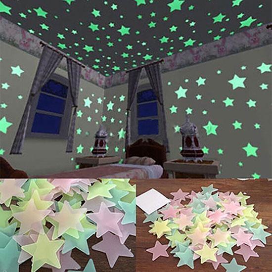 Abstrakta klistermärken 3d glöd i mörkret stjärnor tak väggdekaler sött boende hem 100/40 st vägg självlysande fluorescerande klistermärken