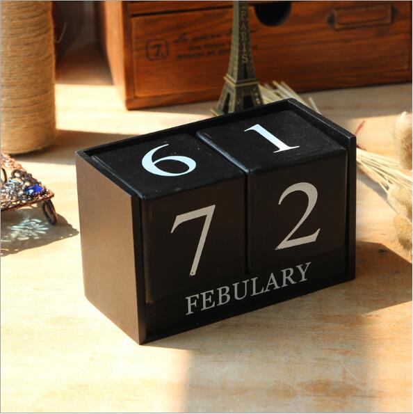 Nortic Manual Desk Calendario Pared Office Table Wood Calender Home Decorations Stationery Girls Birthday: Black