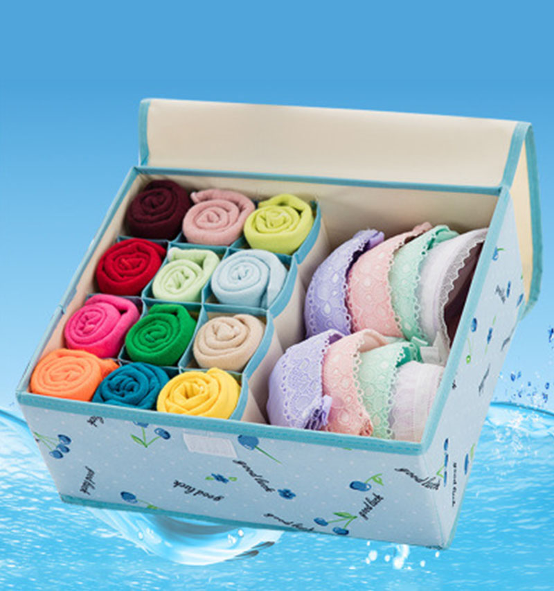 Waterdicht Oxford Doek Ondergoed Opbergdoos Home Storage Kit Drawer Closet Organisatoren Bespaar Ruimte Opvouwbare 13 Grids: blue cherry