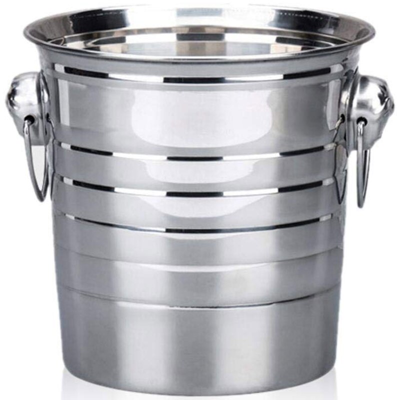 Stainless Steel Ice Bucket Thick Ice Holder Container for Bar Party Champagne Wine Barrel Silver Drink Ice Cooler Bucket Wine Be: Default Title