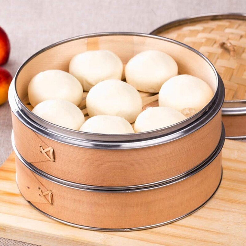 Thick Stainless Steel Side Steamer, Steamed Cedar Steamed Buns, Household Bamboo Cage Drawers, 2 Layers 1 Lid Steamer